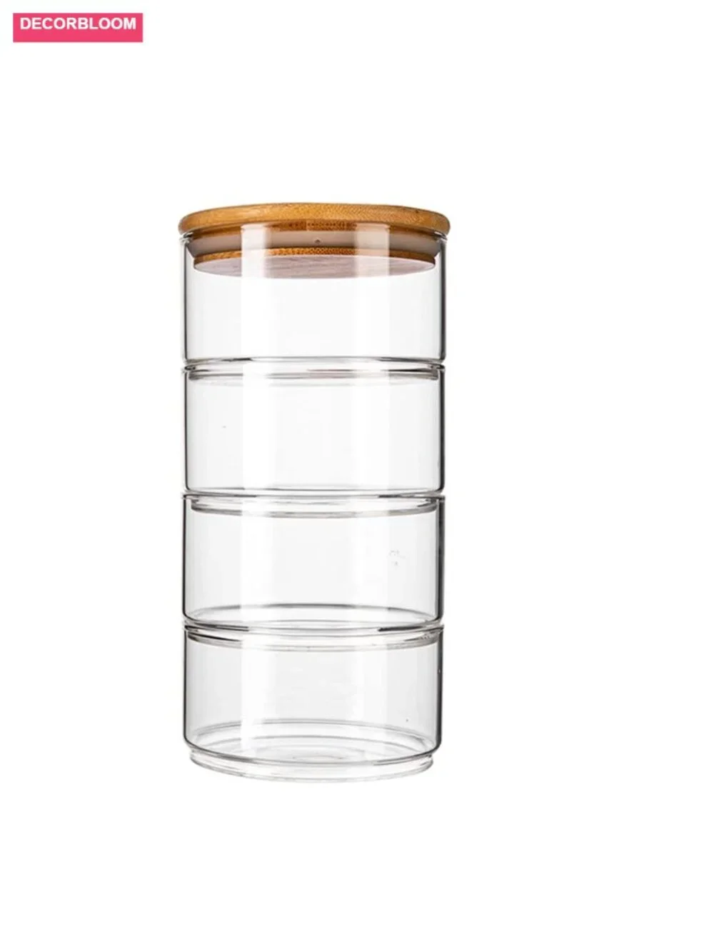 4-Tier Stackable Glass Storage Canister with Airtight Lids